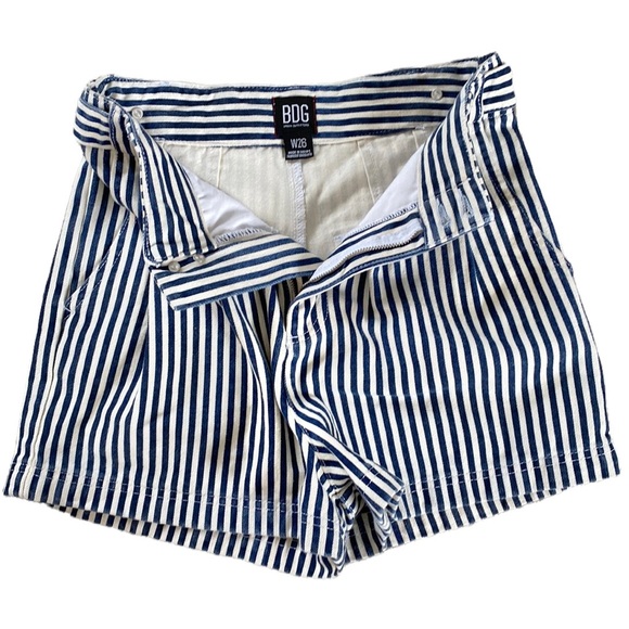Urban Outfitters BDG Calvin Denim Blue White Striped High Waist Shorts 26 2 4 - Picture 4 of 14